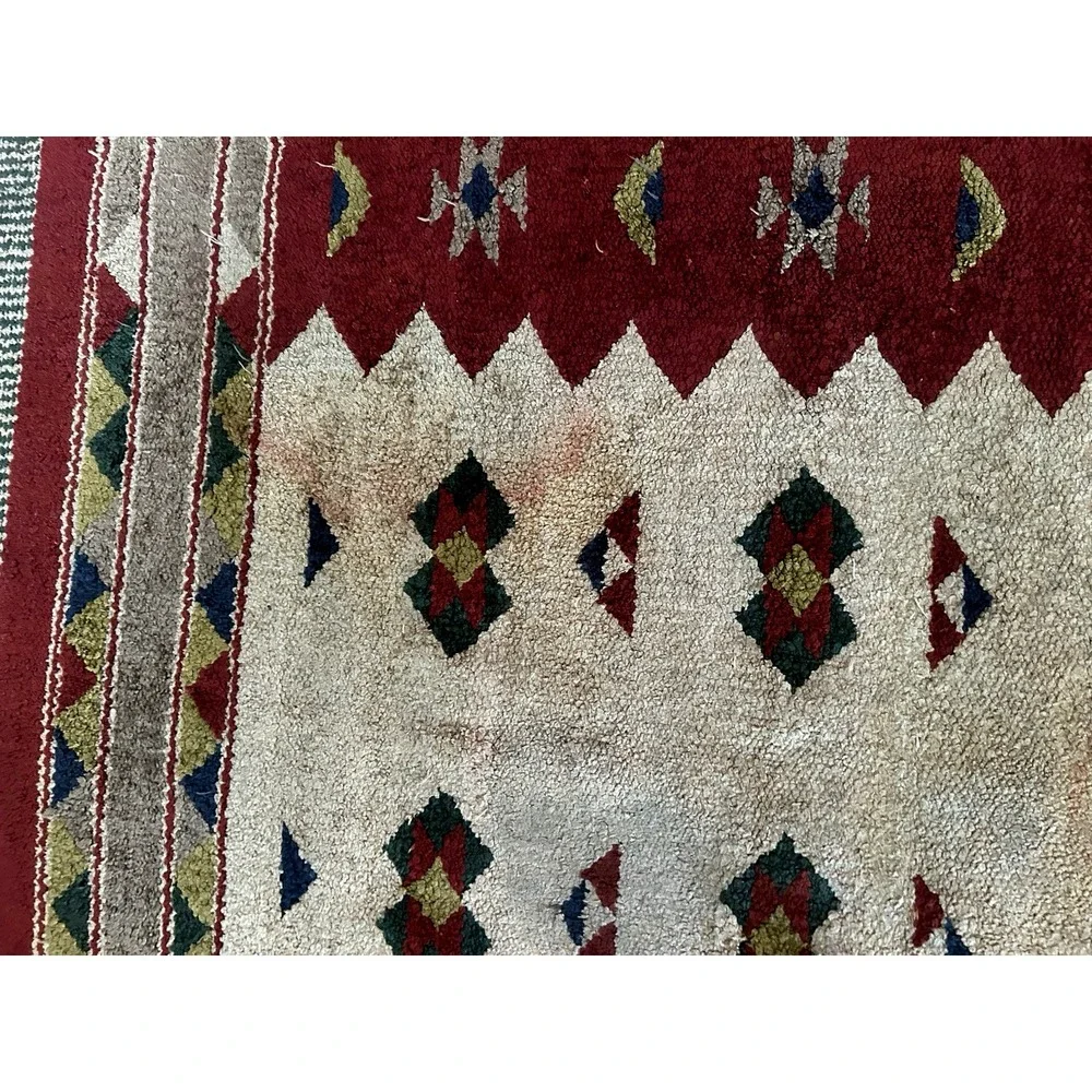 Vintage Soft Hand-Woven Geometric Tribal Pattern Rug 21x36 inches